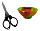 Kit Tesoura Dobrável Em Metal + Cuia De Silicone